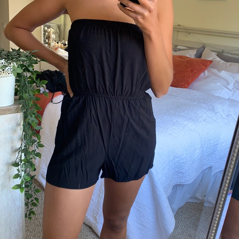Forever 21, Black, Strapless, Romper